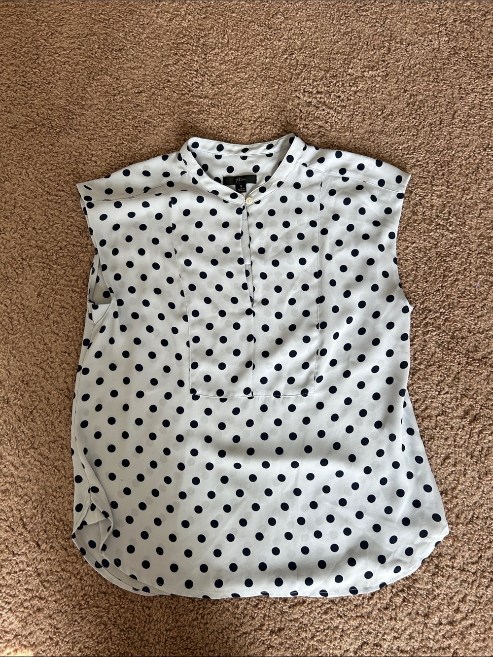 J. Crew White Sleeveless Polka Dot Blouse